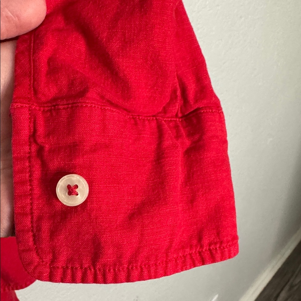 Anthropologie Red Button-Down Shirt - Picture 6 of 11